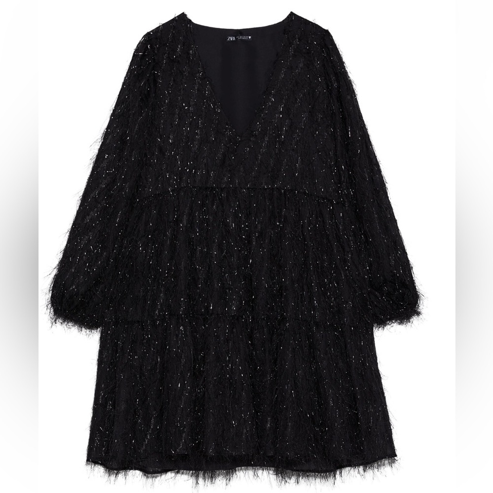 Zara Fringed dress with metallic threads